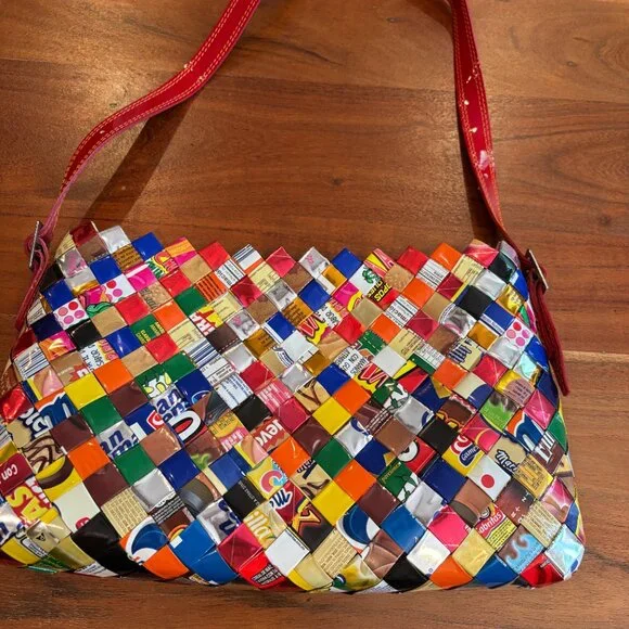 Nahui Ollin Handcrafted Sustainable Recycled Tutti Fruitti Shoulder Bag - Picture 2 of 12
